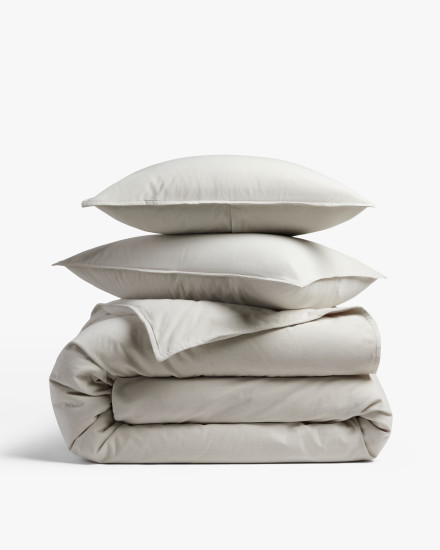 Cement Organic Corduroy Duvet Cover Set