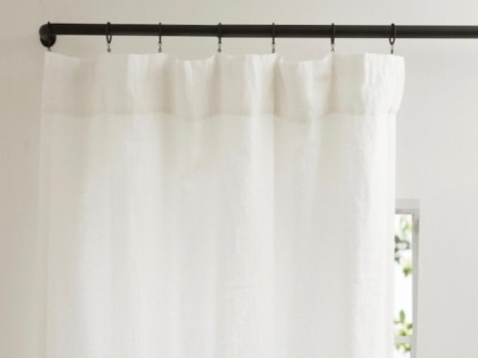 Curtain Rod with Rings with Hook and washed linen curtains I white.