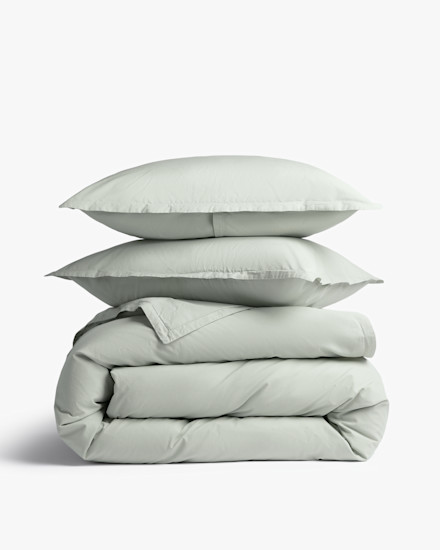 Sage Percale Duvet Cover Set