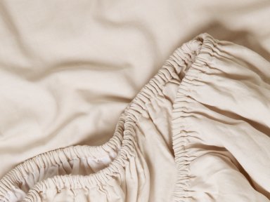 Close Up Of Ivory Washed Sateen Fitted Sheet
