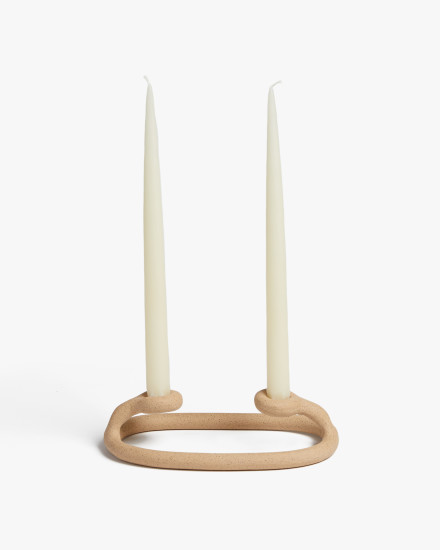 Speckled Natural Duo Candlestick Holder