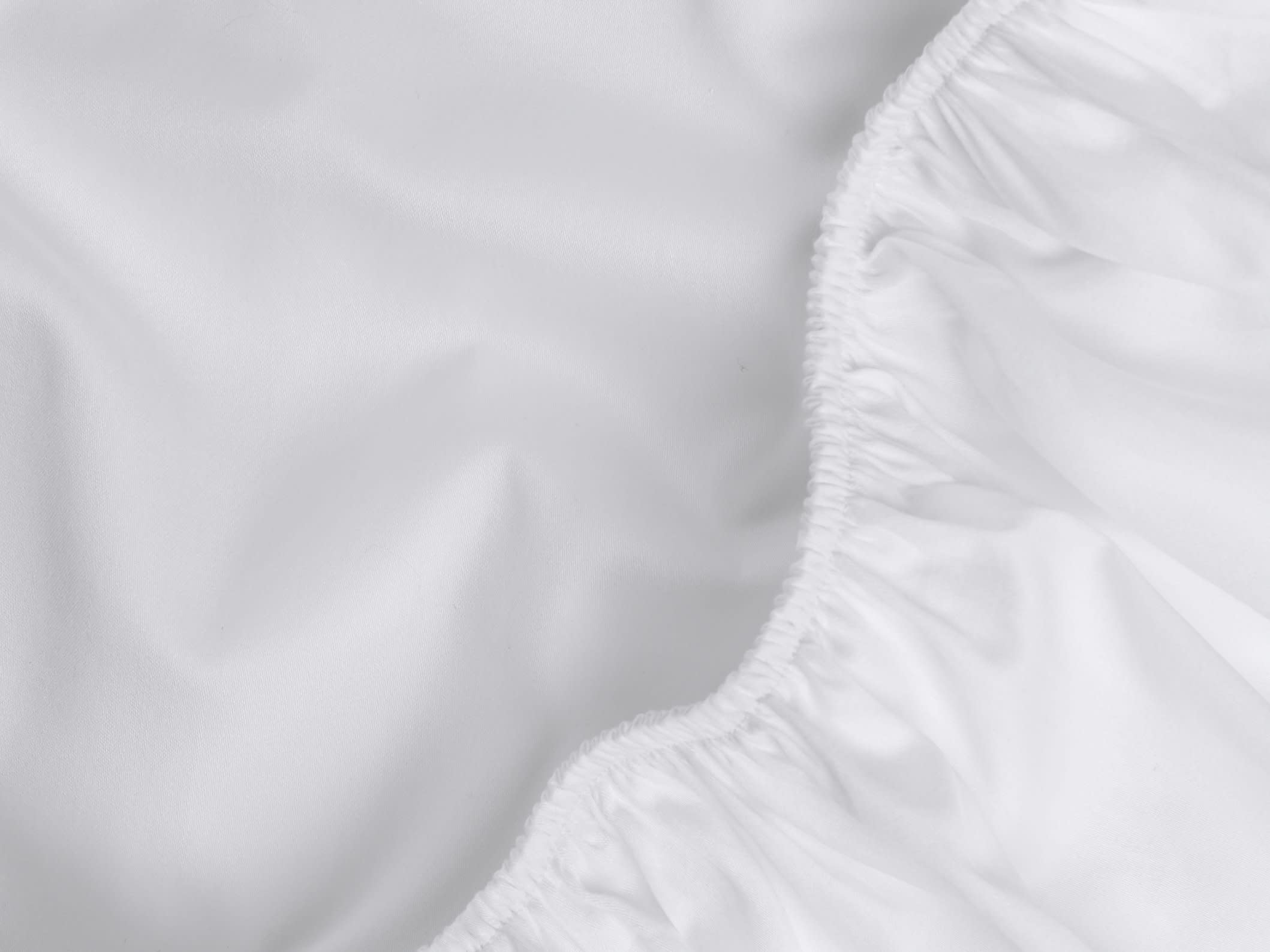 Close Up Of White Sateen Fitted Sheet