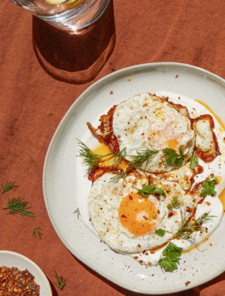 Fried Eggs with Yogurt and Chili Garlic Oil