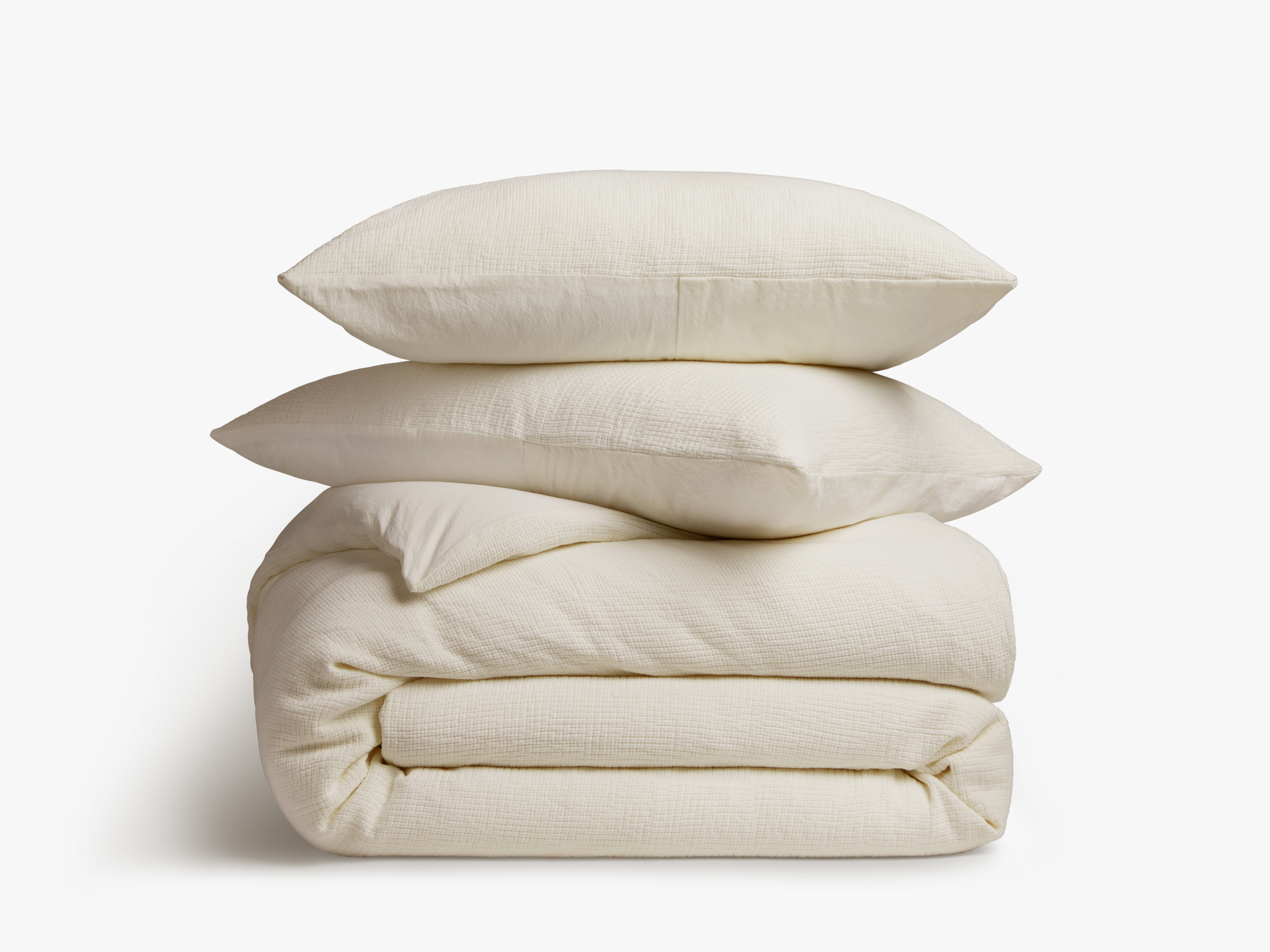 Organic Cotton White Textured Duvet Covers