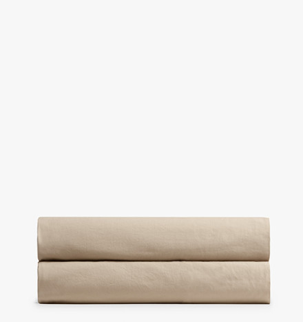 A tan bisque organic cotton fitted sheet