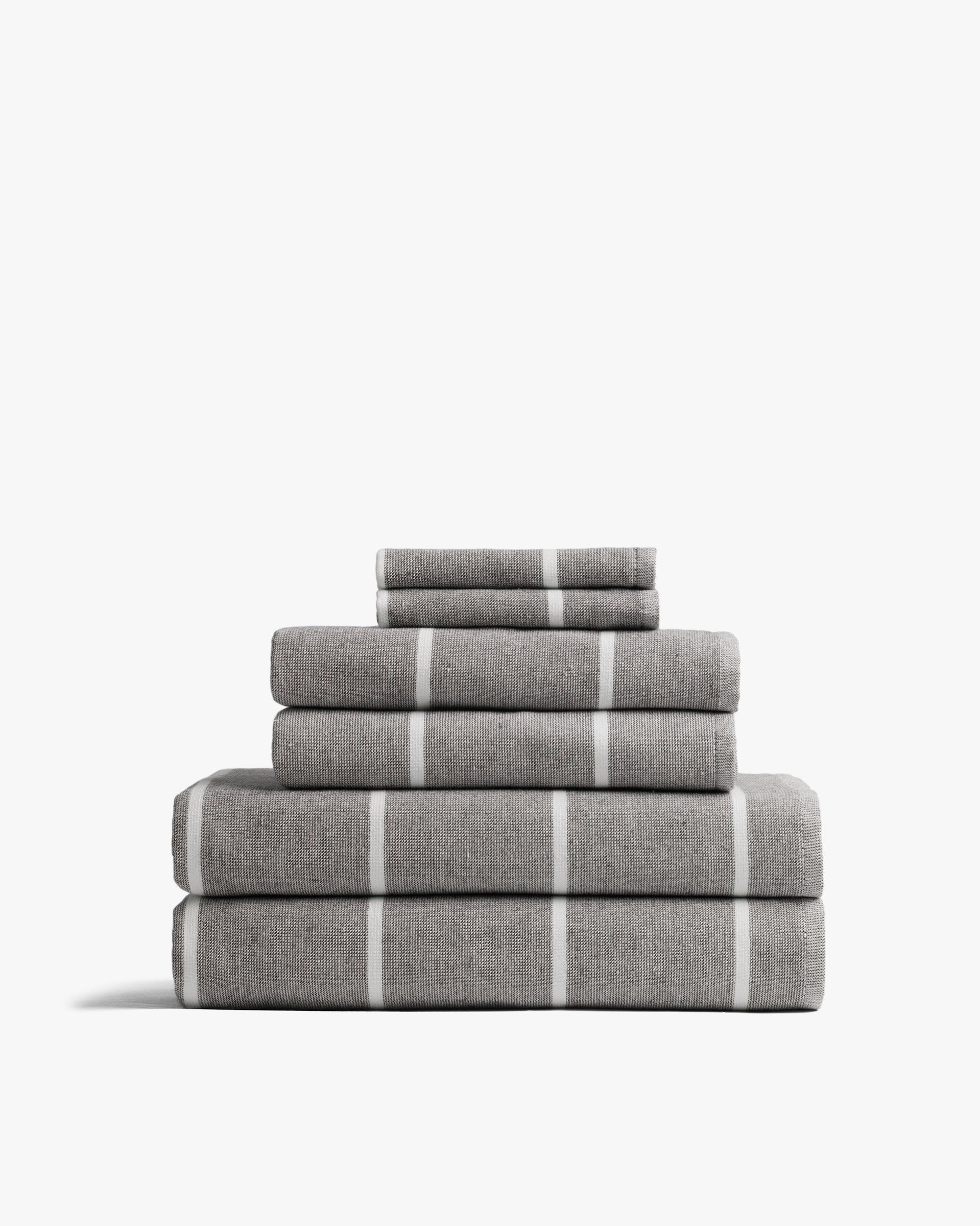 Olga Linen Guest Towels  ANICHINI Striped Flatweave Linen Towels