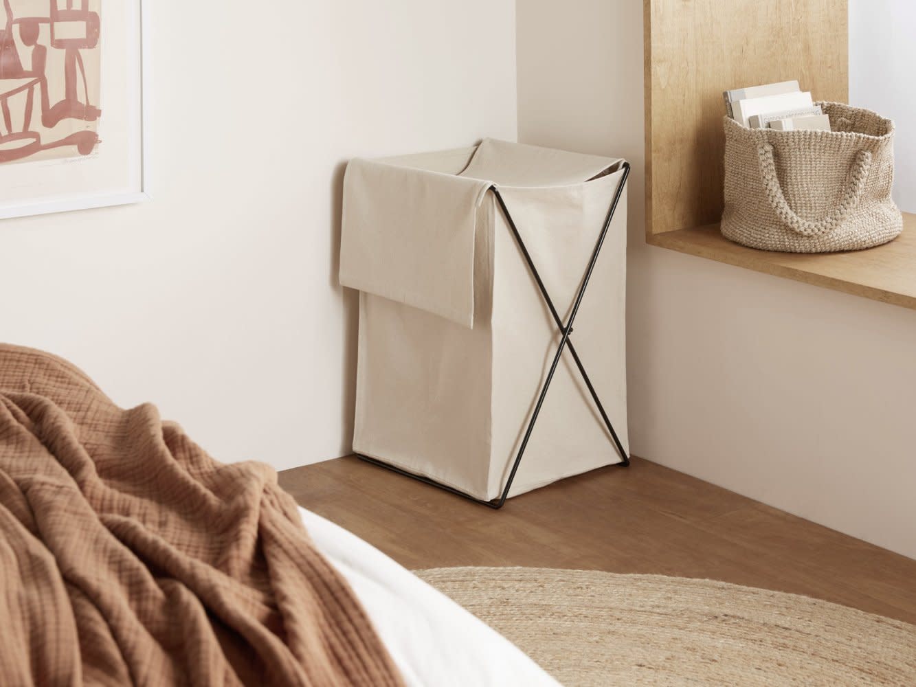 Canvas Laundry Hamper Shown In A Room