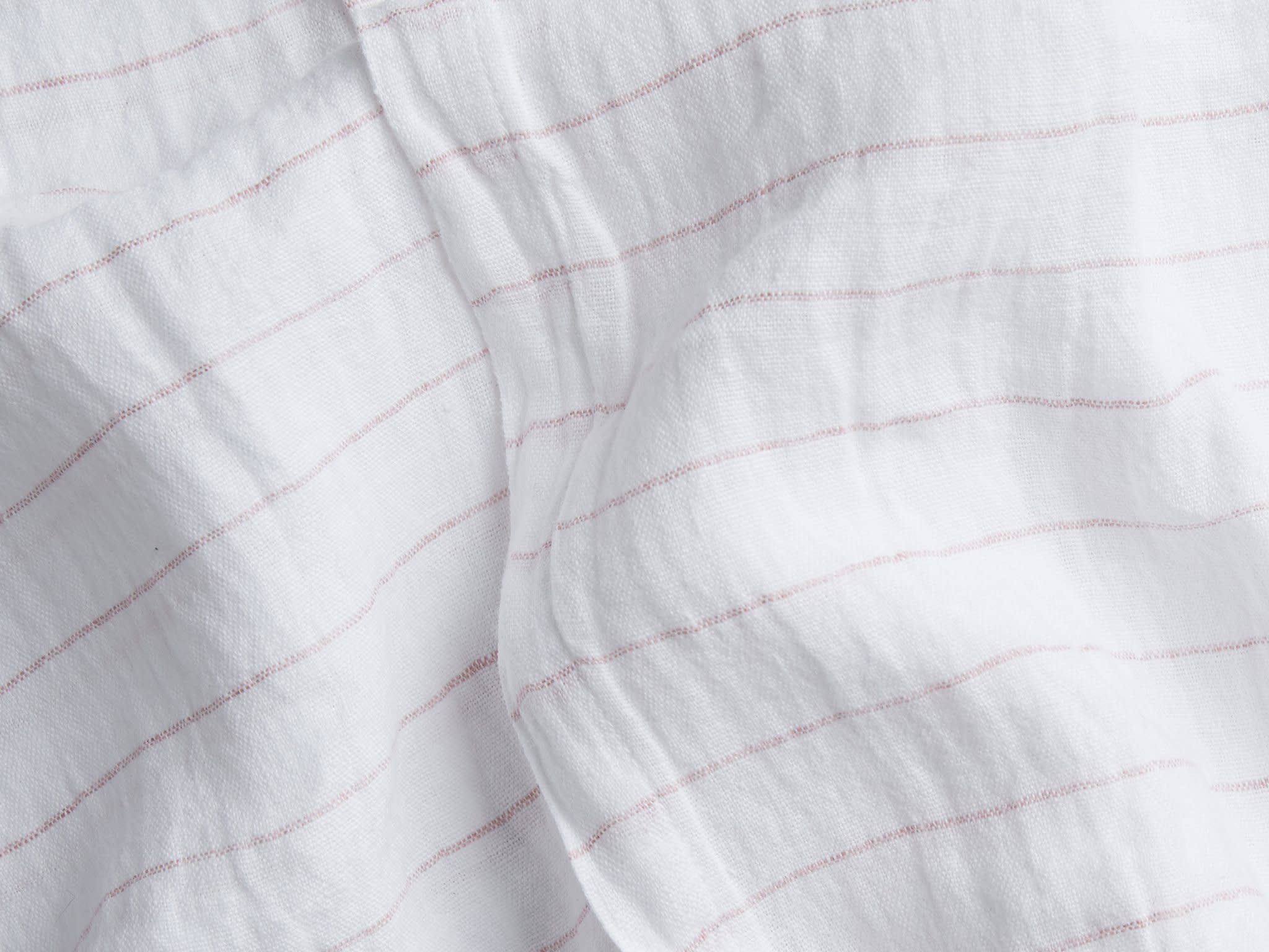 Close Up Of Blush Stripe Pinstripe Linen Pillowcase Set