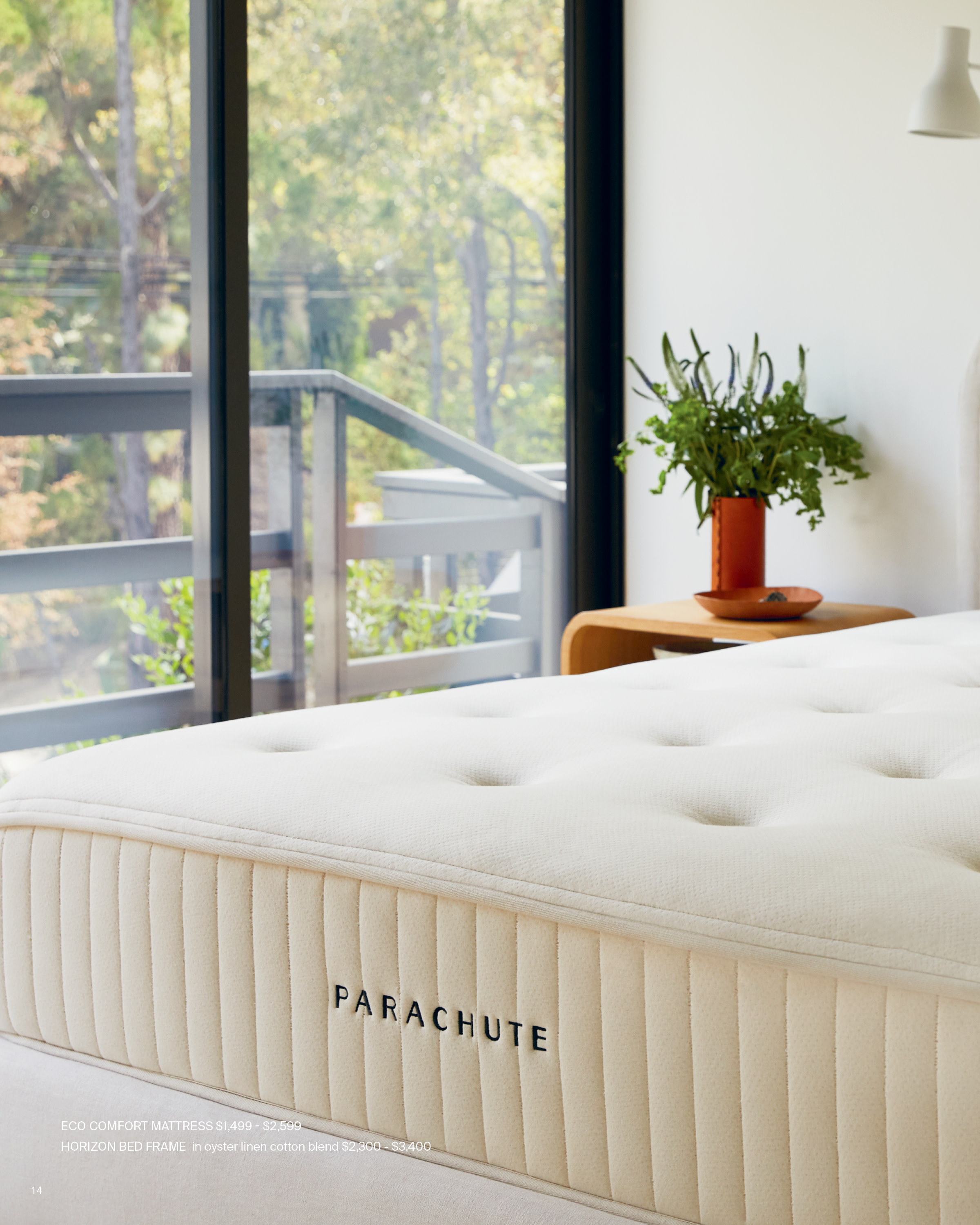 The Parachute mattress in a naturally lit bedroom.
