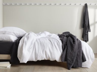 White Waffle Duvet Cover Set Shown In A Room