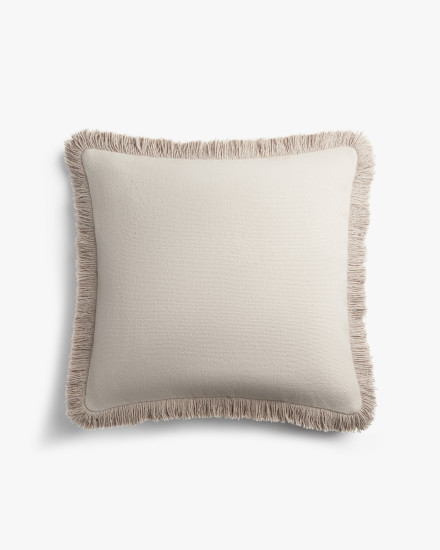 Ecru Fringe Wool Pillow Cover