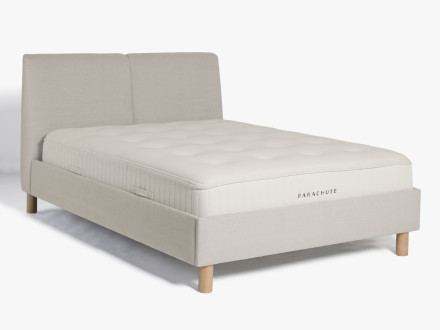 dune-bed-frame oatmeal-linen-cotton-blend. eco comfort mattress