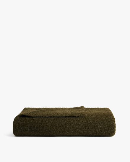 Olive Oversized Alpaca Boucle Throw