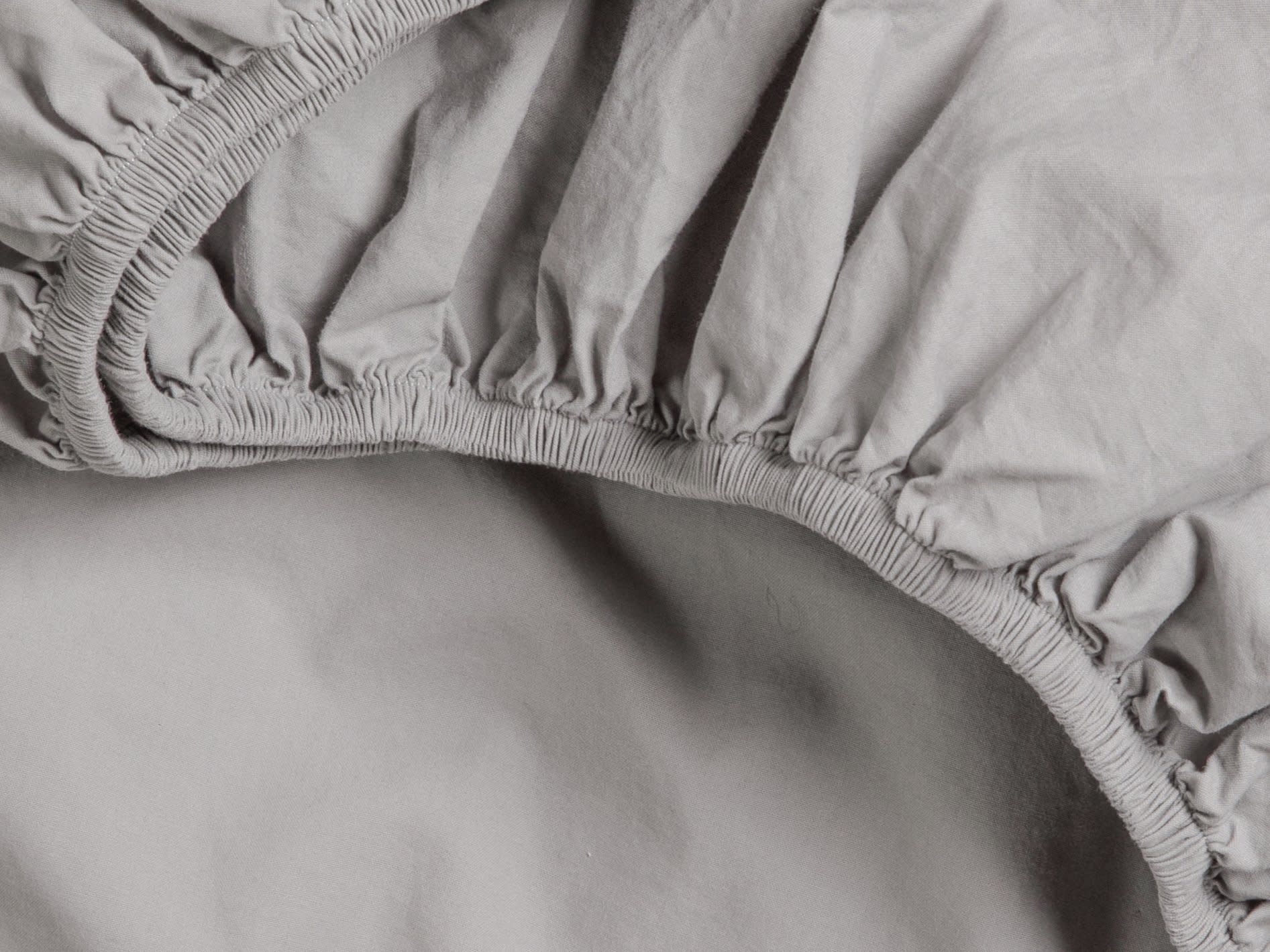 Close Up Of Grey Brushed Cotton Fitted Sheet