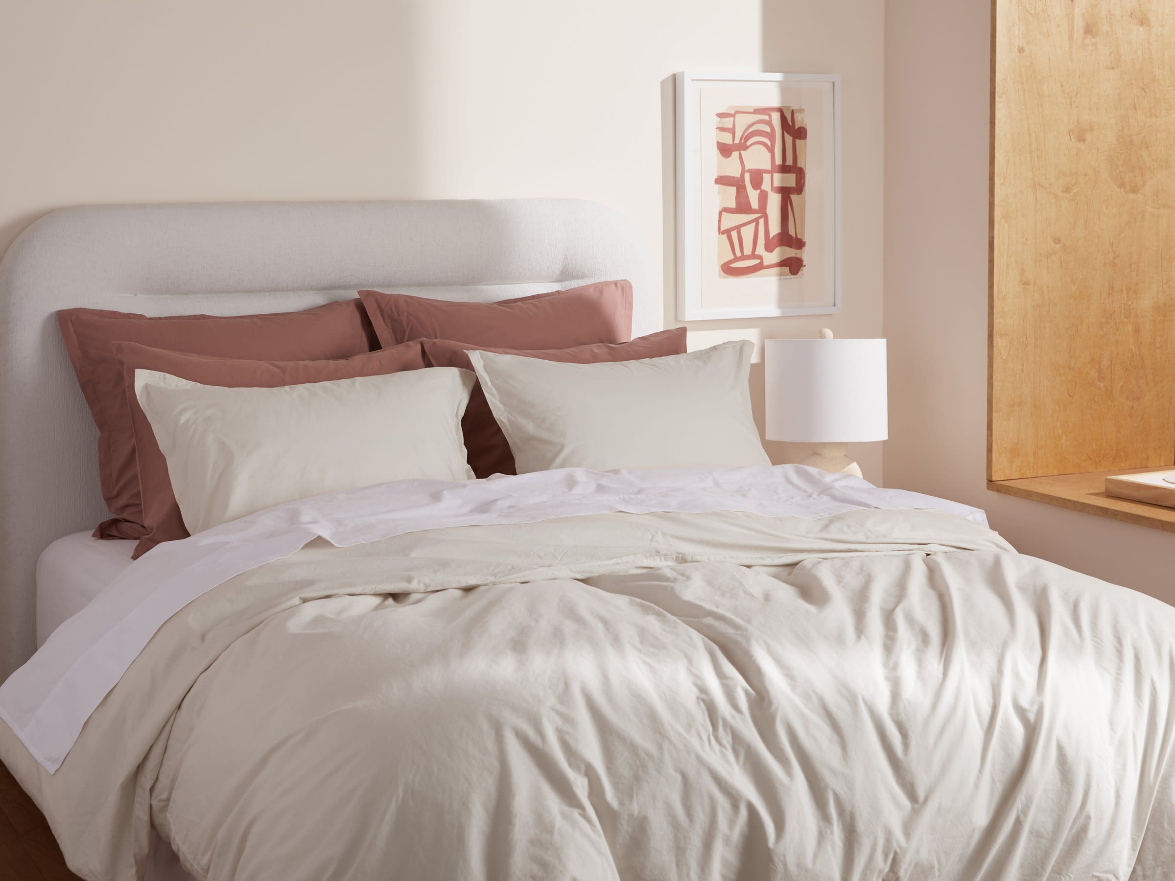 Ivory Brushed Cotton Duvet Cover Set Shown In A Room