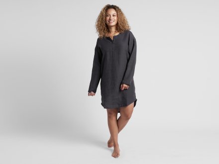 Womens Linen Sleep Shirt Shown In A Room