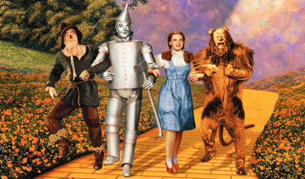 Dorthy, the Scarecrow, the Tin Man, and the Lion from The Wizard of OZ movie. 