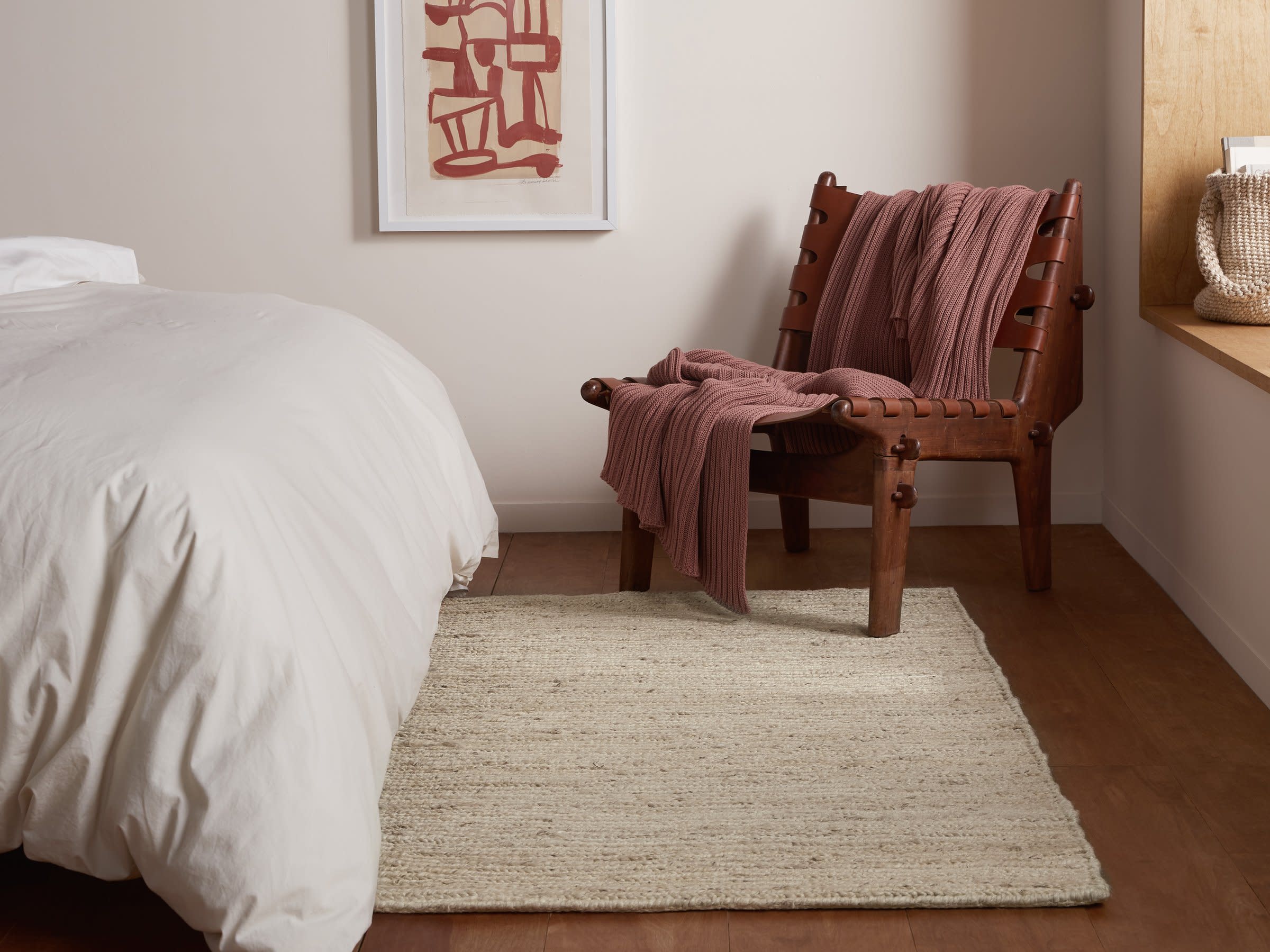 Ivory Chunky Jute Rug Shown In A Room