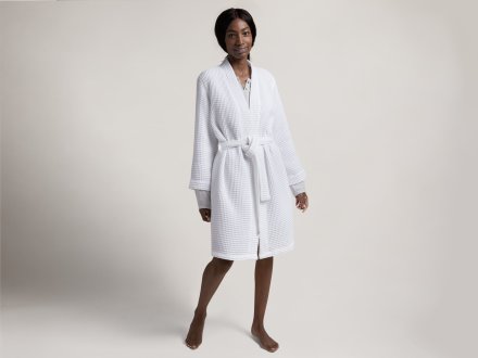 Waffle Robe Shown In A Room