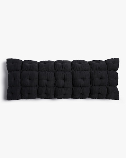 Soft Black Cloud Linen Puff Lumbar Pillow Cover