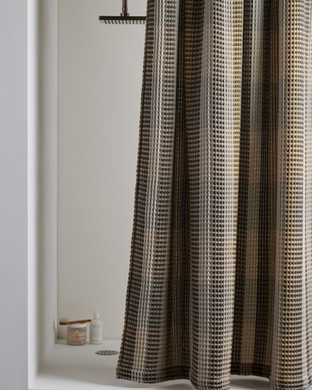 Organic Plaid Waffle Shower Curtain