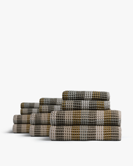 6+6 Organic Plaid Waffle Bath Bundle