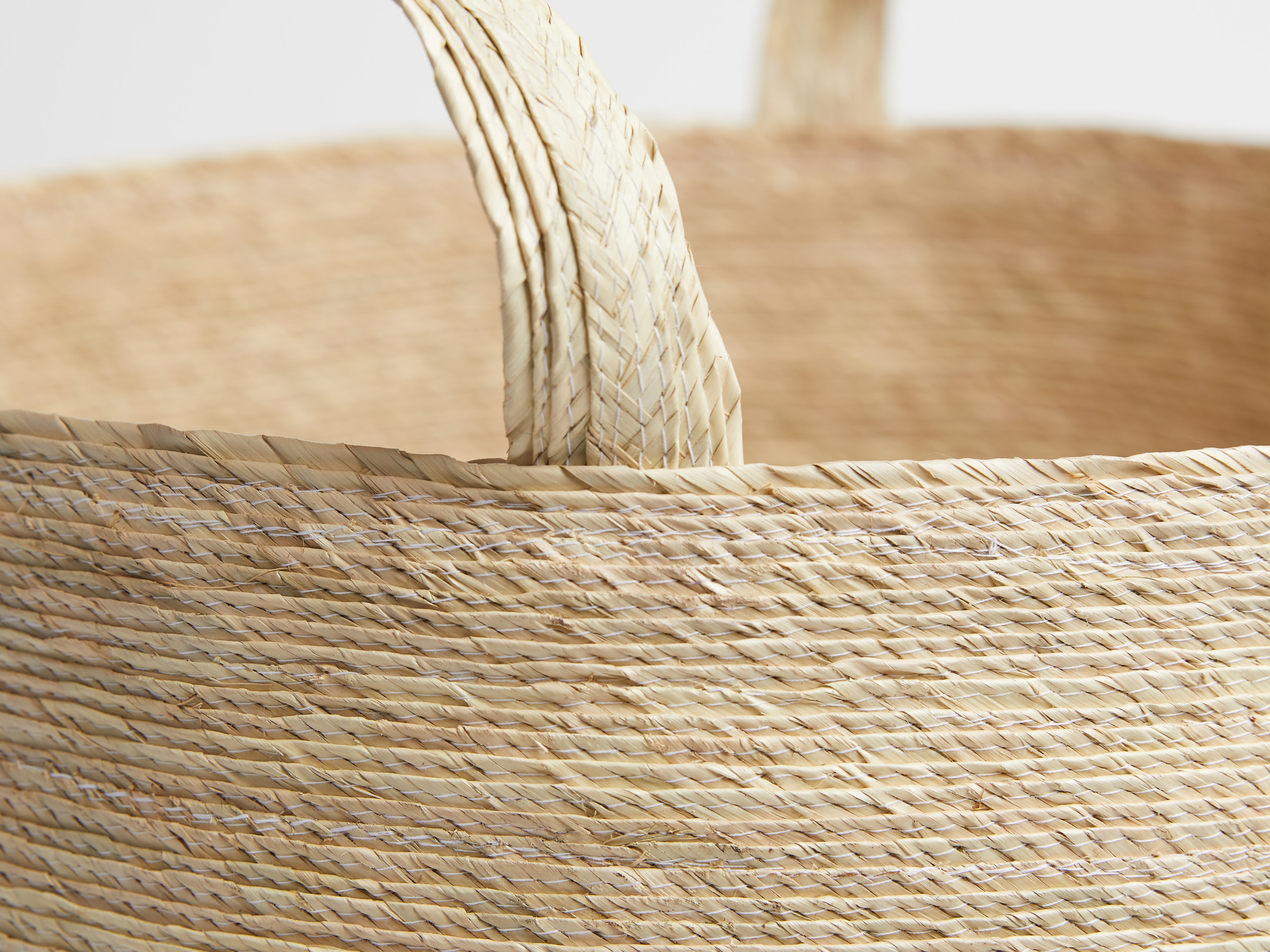 Natural Palm Leaf Floor Basket