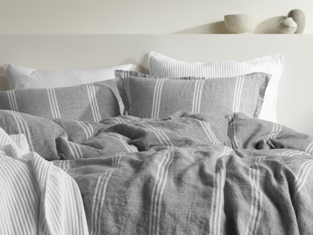 Canyon Stripe Duvet Cover Set Shown In A Room