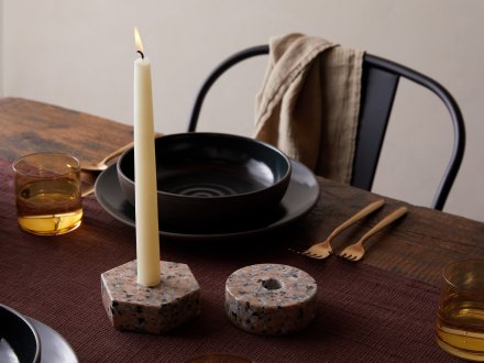 Stone Candle Holder Shown In A Room