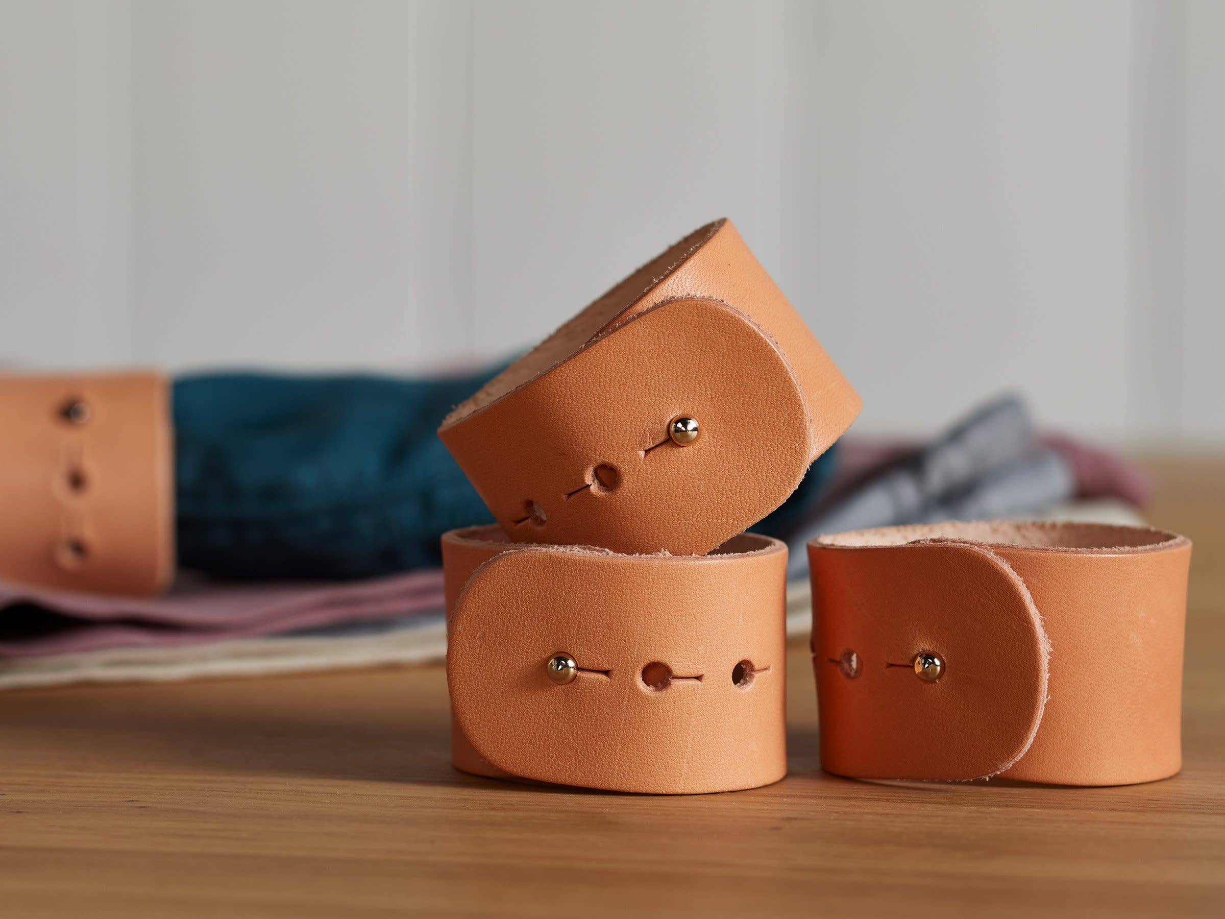 Close Up Of Leather Napkin Rings