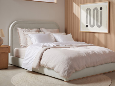 Cream Washed Linen Horizon Bed Frame