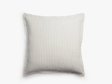 Natural And White Striped Vintage Linen Euro Pillow Cover