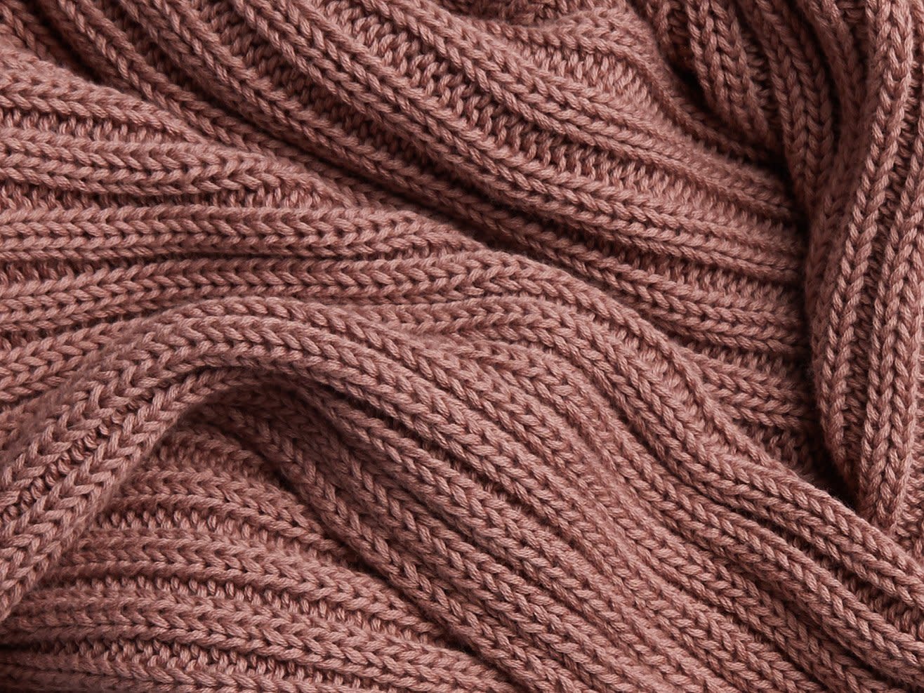 Close Up Of Clay Oversized Rib Knit Throw