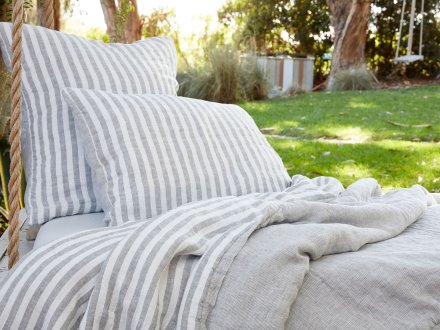 Striped Linen Sham Set