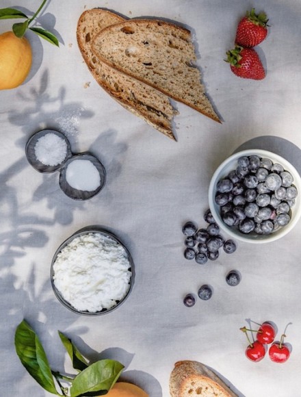 ricotta toast ingredients laid out. 