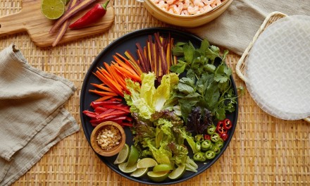 Fresh spring roll ingredients. 