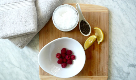 The ingredients for the face mask laid out. 