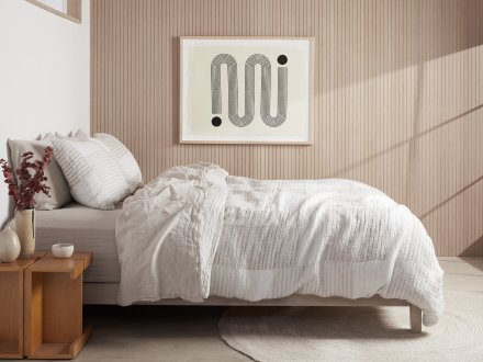 Block Jacquard Duvet Cover Set Shown In A Room