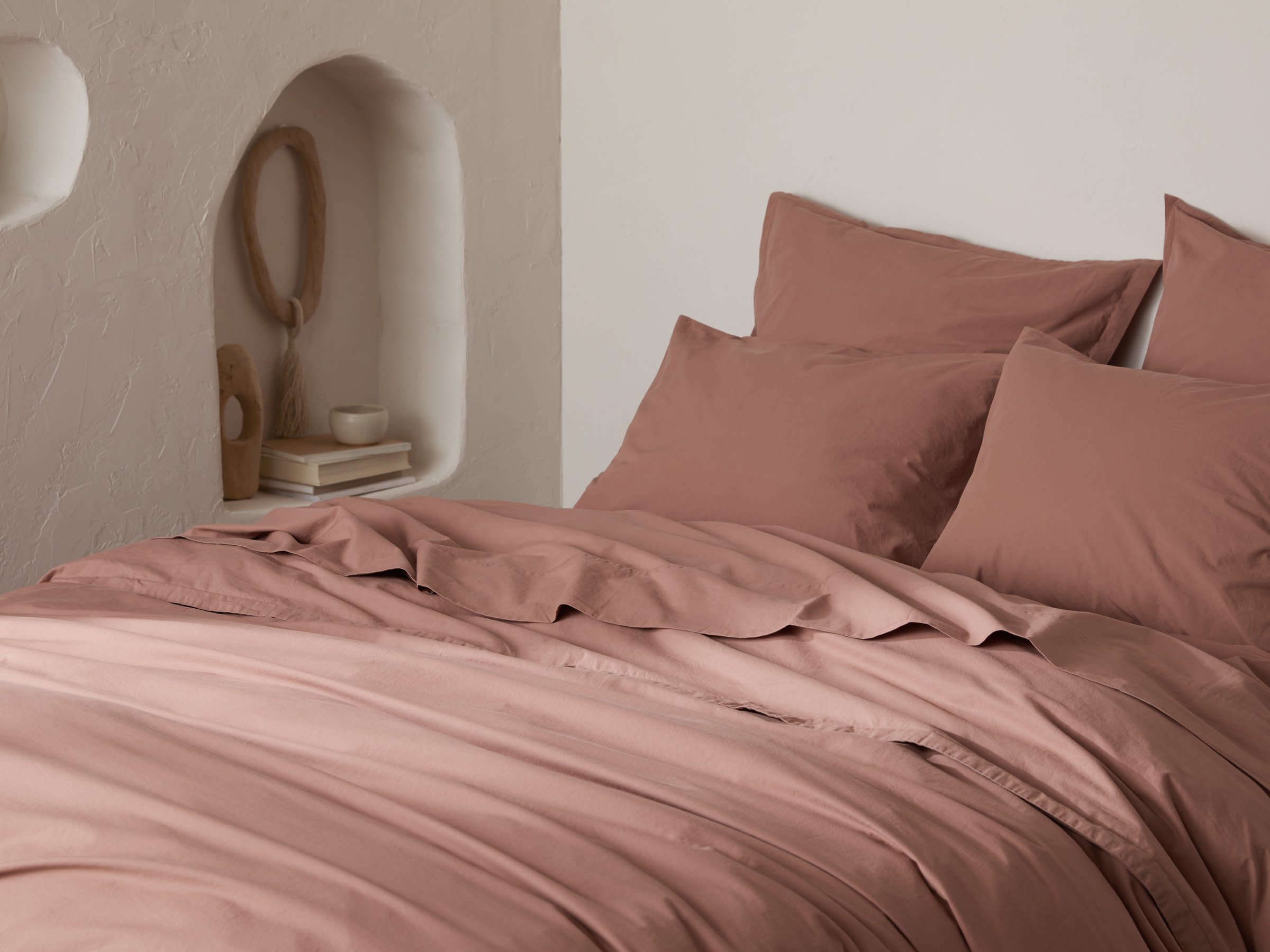 Clay Percale Duvet Cover Shown In A Room