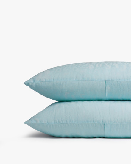 Geneva Blue Le FLEUR Camo Linen Pillowcase Set