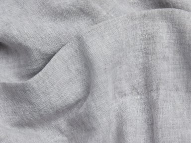 Close Up Of Chambray Grey Washed Linen Curtain