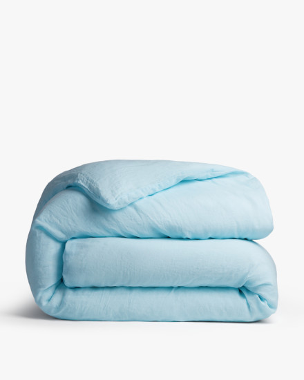 Geneva Blue Le FLEUR Linen Duvet Cover