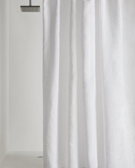 White Linen Shower Curtain