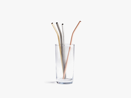 Matte Metallic Stainless Bent Straws Product Image