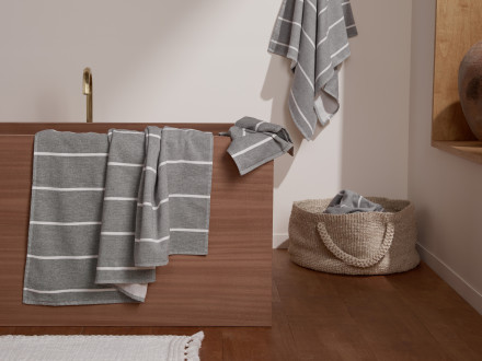 Fouta Stripe Towels Shown In A Room