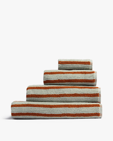 Sage With Russet Organic Resort Stripe Towels