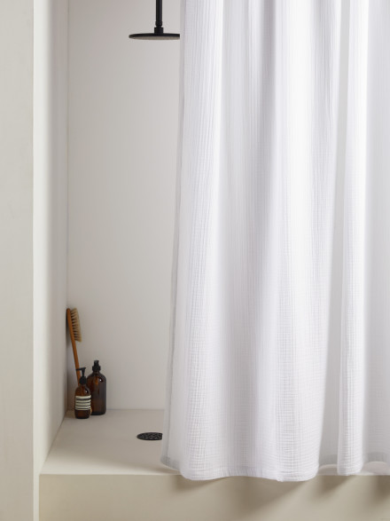 WAFFLE WEAVE Shower Curtain (White)