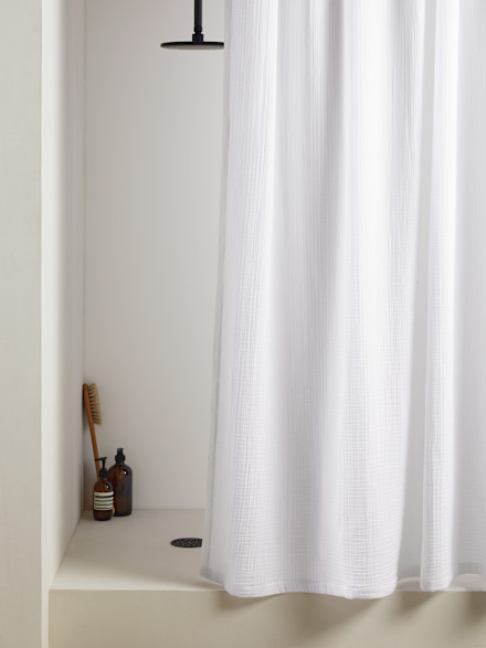 White Organic Cloud Cotton Shower Curtain