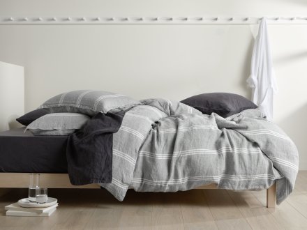 Canyon Stripe Duvet Cover Set Shown In A Room