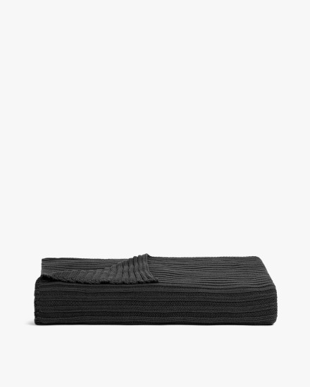 Charcoal Oversized Rib Knit Throw